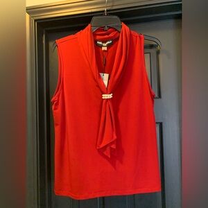 Karl Lagerfeld Paris Sleeveless Blouse Pearl top Red size medium.